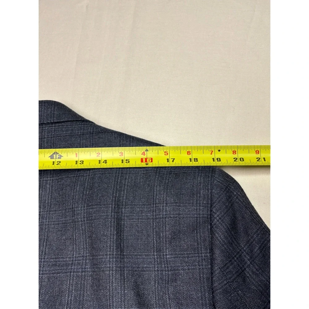 Jos. A. Bank Travelers Collection Blazer‎ Mens 39R Silk Wool Blue Grey Plaid